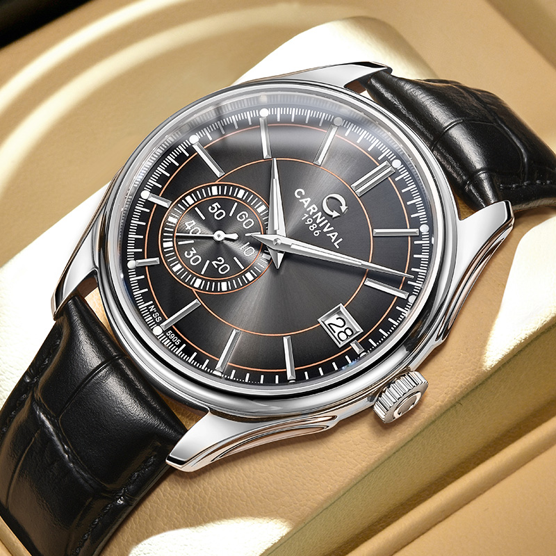 Luxury Watch Second Hand - CARNAVAL Grijze Wijzerplaat Automatisch Horloge Hoge