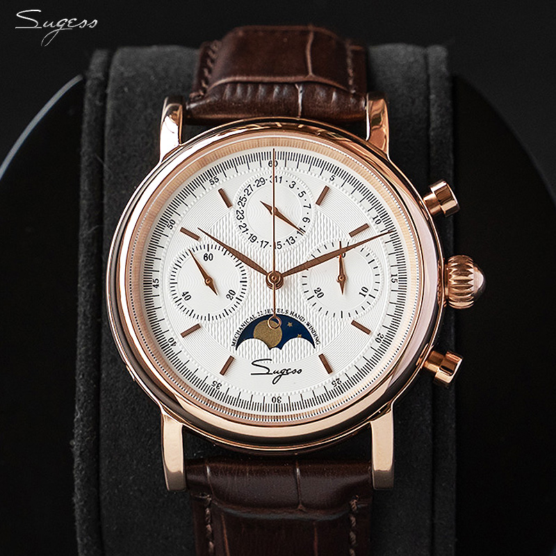Moonphase Complication Watch - Sugess Mechanische Mannen Horloge Originele St1908