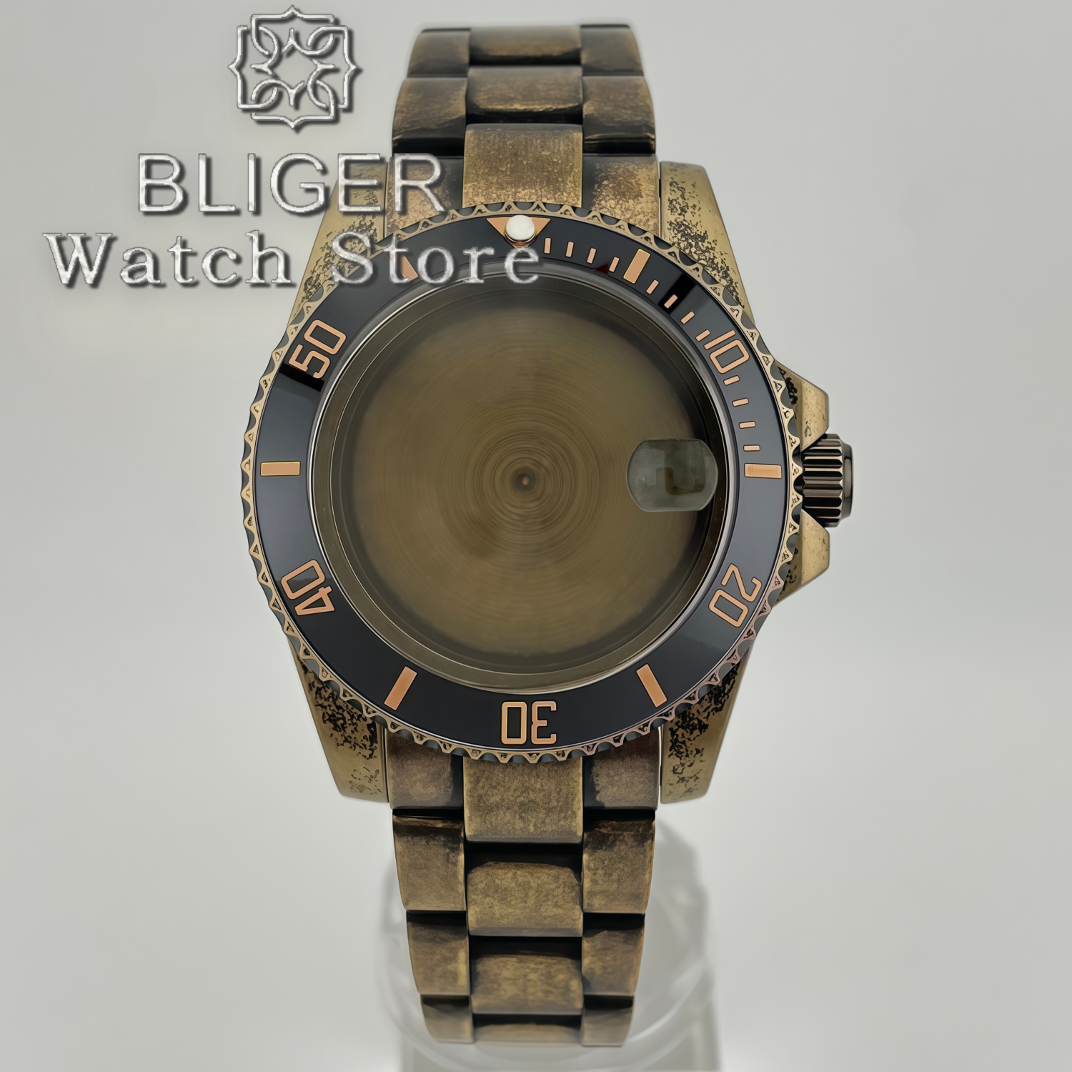 Bronze Case Watch - BLIGER 40MM Retro Duikhorloge met Bronzen