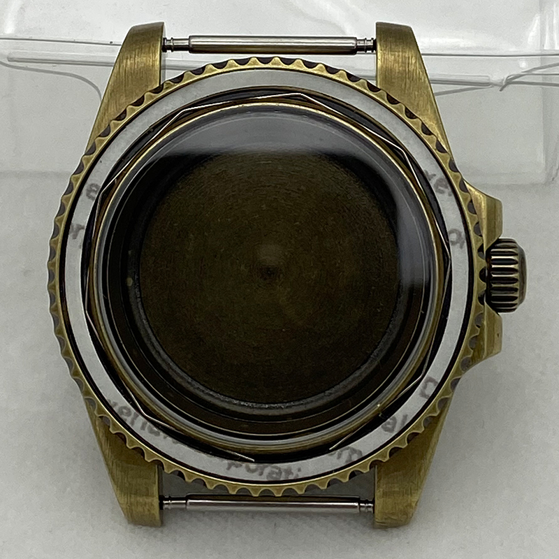 Bronze Case Watch - 40 mm vintage bronzen horlogekast saffierkristal
