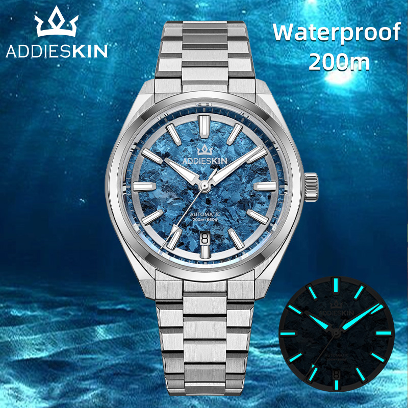 Luxury Watch Second Hand - AddiesKin K006 Blauw Gekristalliseerde Titanium Wijzerplaat