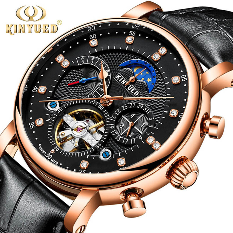 Tourbillon Movement Watch - Luxe Merk Kinyued Automatische Mechanische Mannen