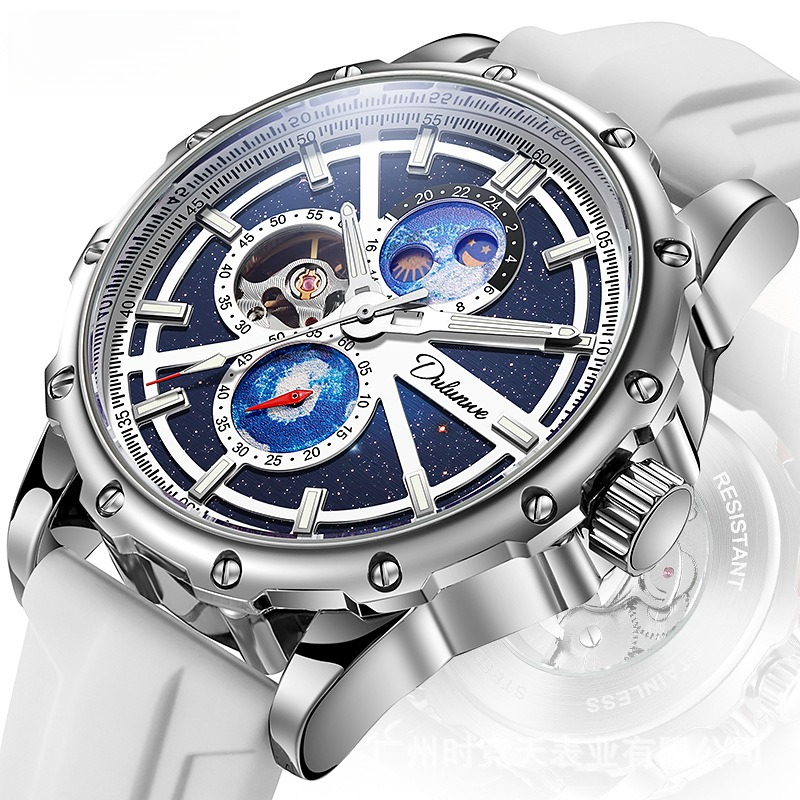 Moonphase Complication Watch - RVS Galaxy Moonphase Serie Tourbillon Skelet