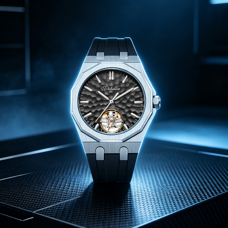 Tourbillon Movement Watch - Heren Octagon Hollow Tourbillon Automatisch Mechanisch