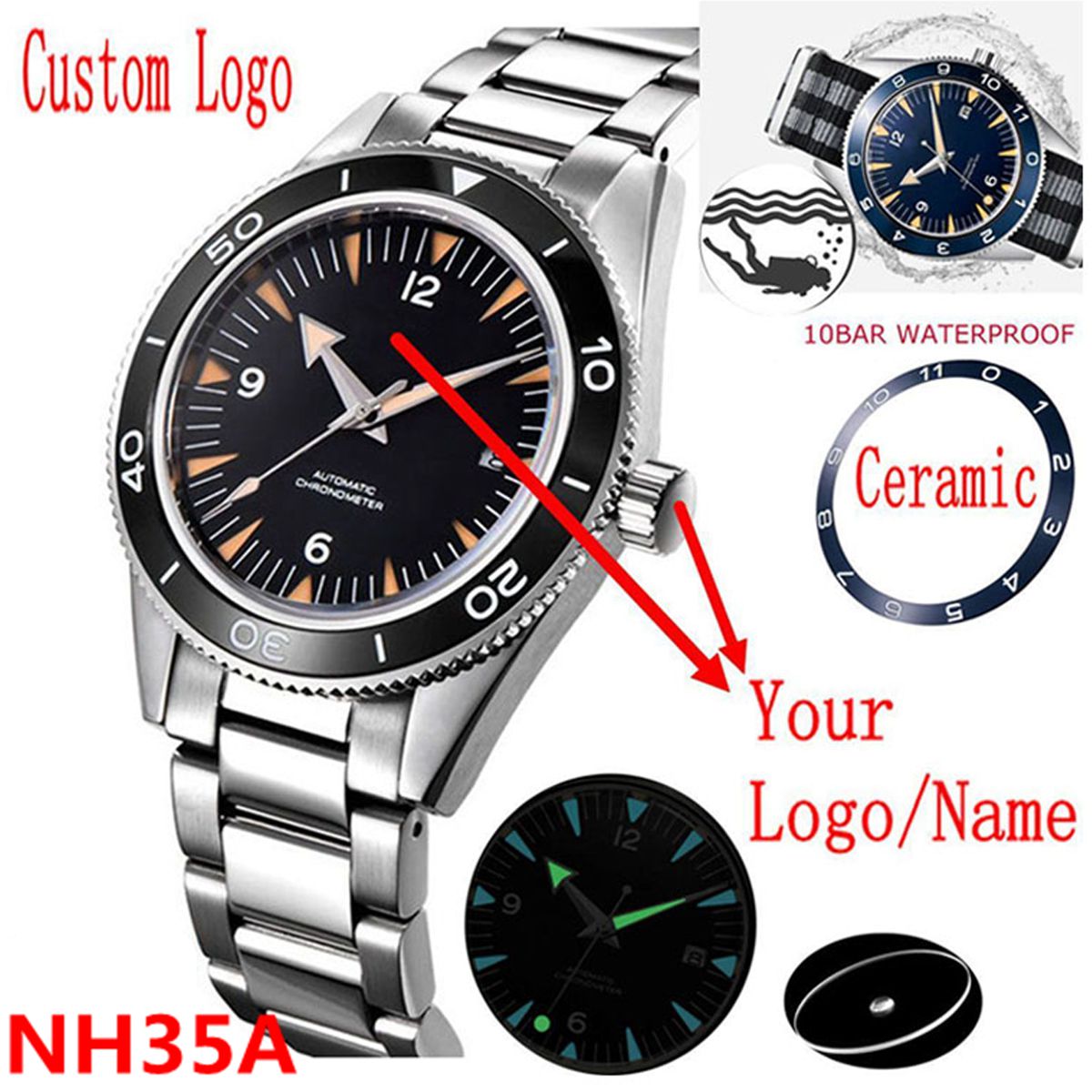 Aangepast logo NH35 uurwerk ho - Luxury Watch Business recensie en prijs