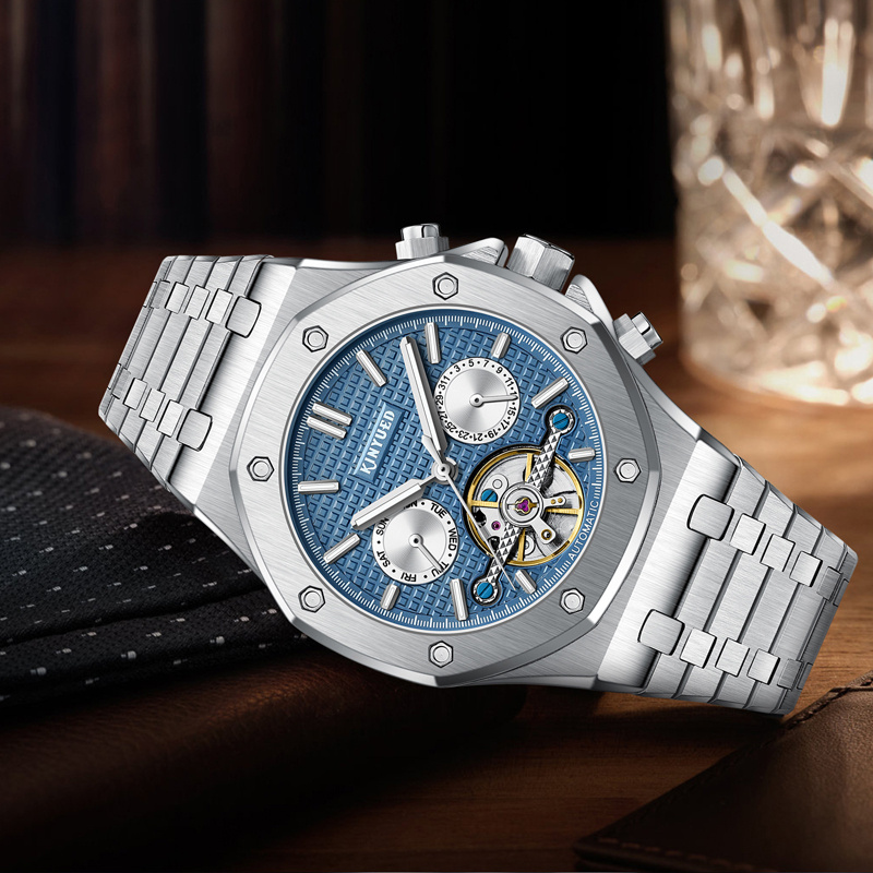 KINYUED Merk Mode Blauw Mechan - Tourbillon Movement Watch recensie en prijs